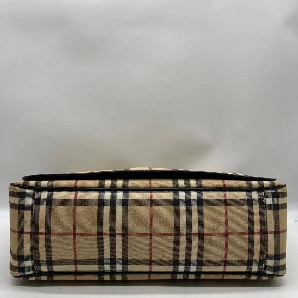 Burberry Beige Coated Canvas Nova Check Messenger Diaper Bag - Picture 5 of 13